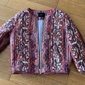 ISABEL MARANT Gamble Printed Silk Bomber Zip-Front